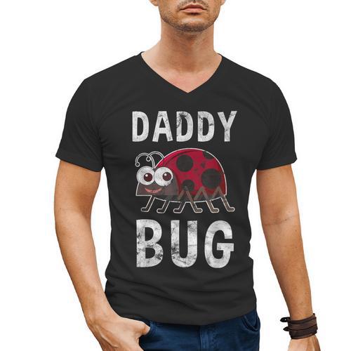 Daddy Bug Ladybug Lover Cute Dad Small Men's V-Neck T-Shirt - Father's Day Fun