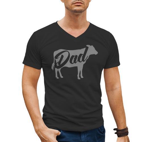 Daddy Cow For Dad's Who Lover Cows Men's V-Neck T-Shirt - Father's Day Fun