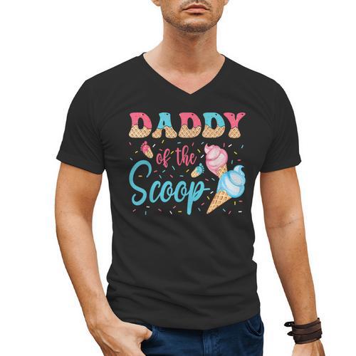 Daddy Of The Scoop Ice Cream Gender Reveal Baby Shower Men's V-Neck T-Shirt - Father's Day Fun