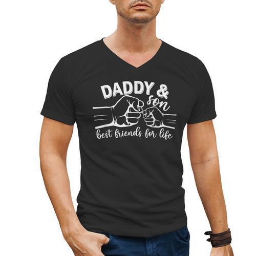 Daddy And Son Best Friends For Life Men Fathers Men's V-Neck T-Shirt - Father's Day Fun