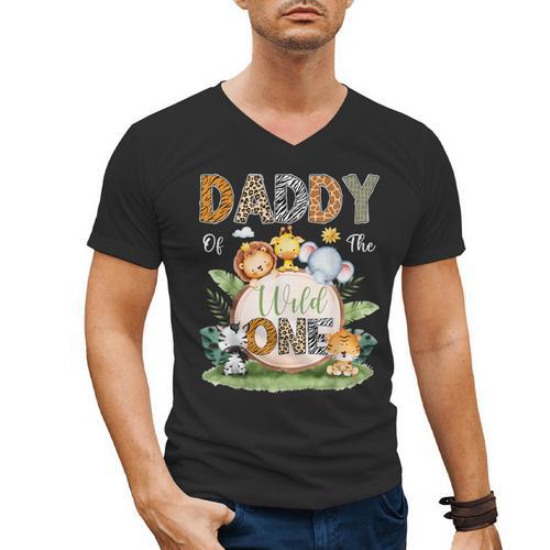 Daddy Of The Wild One 1St Birthday Kids Safari Jungle Men's V-Neck T-Shirt - Father's Day Fun