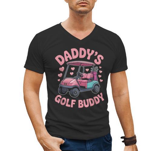 Daddy's Golf Buddy Cute Family Golfer Sport Fan Tee Matching Men's V-Neck T-Shirt - Father's Day Fun