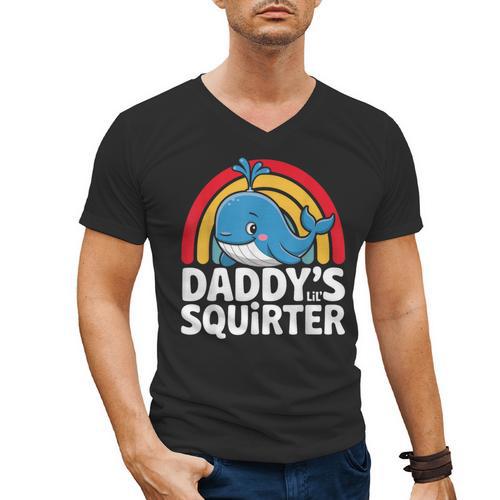 Daddy's Lil Squirter Cute Embarrassing Woman Men's V-Neck T-Shirt - Father's Day Fun