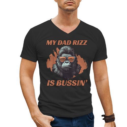 Dad's Birthday Father's Day Dad RIzz Is Bussin' Men's V-Neck T-Shirt - Father's Day Fun