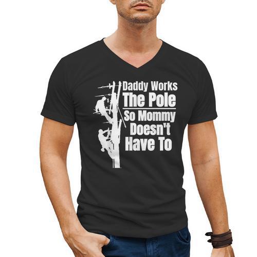 Dads Electrical Lineman Gear Husband & Lineman Wife Men's V-Neck T-Shirt - Father's Day Fun