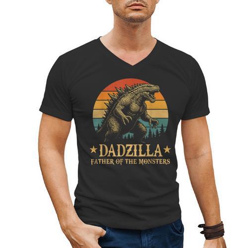 Dadzilla-Father Of The Monsters Dad Father's Day Men's V-Neck T-Shirt - Father's Day Fun