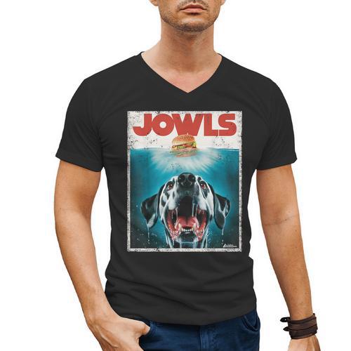 Dalmatian Jowls Cute Paws Spot Dog Mom Top Dog Dad Men's V-Neck T-Shirt - Father's Day Fun