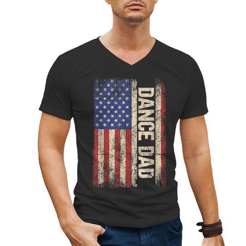 Dance Dad US American Flag Shirt Dancer Dancing Father Men Men's V-Neck T-Shirt - Father's Day Fun