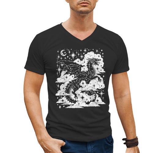 Dark Academia Fantasy Dragon Book Lover Bookish Goblincore Men's V-Neck T-Shirt - Bookorys UK