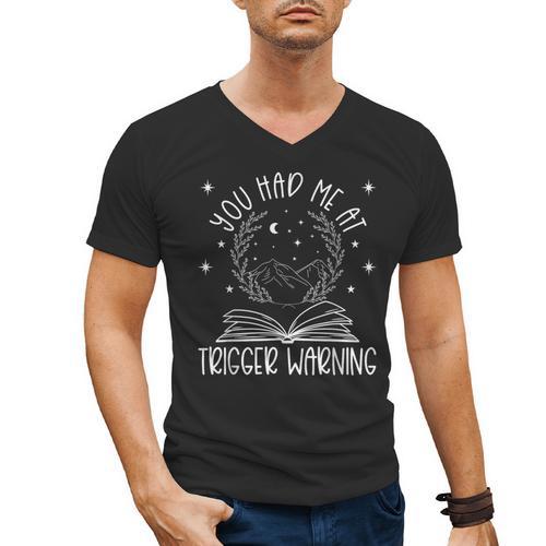 Dark Romance Trigger Warning Spicy Book Merch Women Smut Men's V-Neck T-Shirt - Bookorys UK