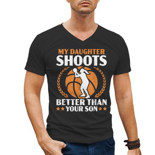 Daughter Basketball Sport Basketball Dad Mom Basketball Fan Men's V-Neck T-Shirt - Father's Day Fun
