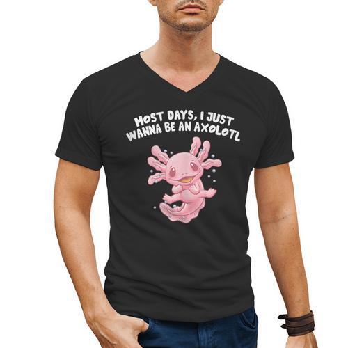 Most Days I Just Wanna Be An Axolotl Salamander Introvert Men's V-Neck T-Shirt - Raresse