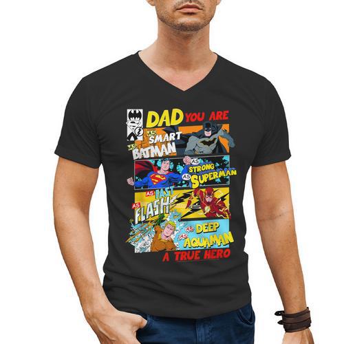 DC Comics Father's Day Justice League Dad Attributes Men's V-Neck T-Shirt - Father's Day Fun