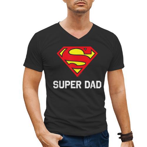 DC Comics Superman Father's Day Super Dad Logo Men's V-Neck T-Shirt - Father's Day Fun