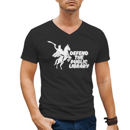 Defend Public Library Support Local Library Book Lover Men's V-Neck T-Shirt - Bookorys CA