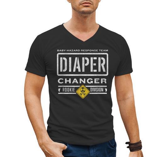 Diaper Changer Duty Expecting Baby New Dad Mom Men's V-Neck T-Shirt - Father's Day Fun