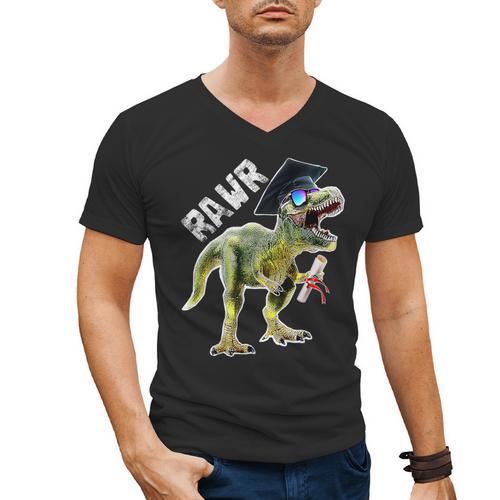 Dinosaur T Rex Rawr Last Day Of School Graduation Shirt Men's V-Neck T-Shirt - Best Gift Smart