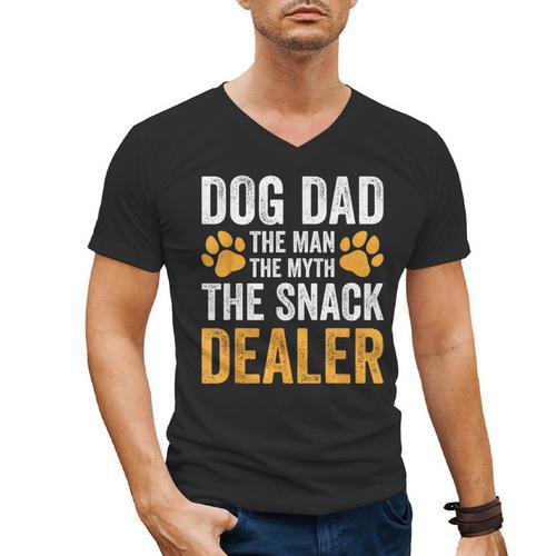 Dog Dad The Man The Myth The Snack Dealer Men's V-Neck T-Shirt - Father's Day Fun