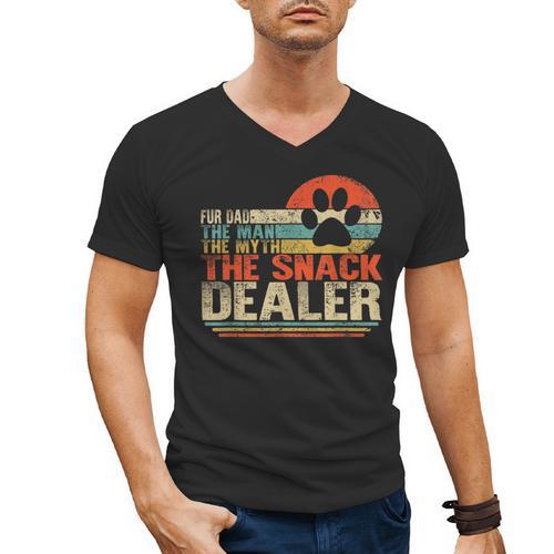 Dog Fathers Day Fur Dad The Man The Myth The Snack Dealer Men's V-Neck T-Shirt - Father's Day Fun