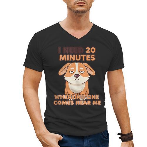 Dog Introvert I Need 20 Minutes Where No One Comes Men's V-Neck T-Shirt - Raresse