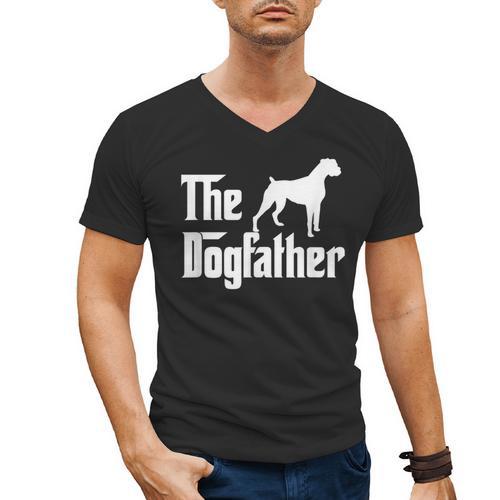 The Dogfather T Shirt Boxer Dog Lover Shirt For Men Dad Men's V-Neck T-Shirt - Father's Day Fun