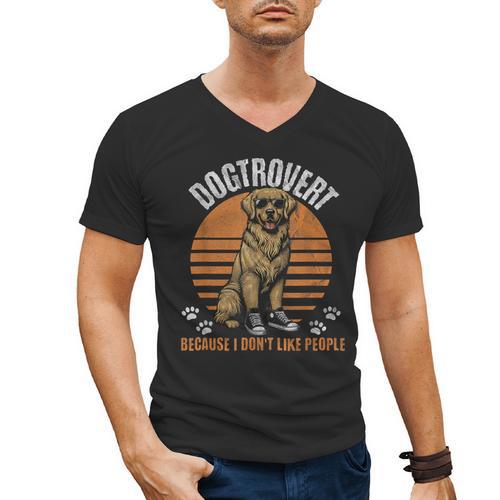 Dogtrovert Definition For Introvert Dog Lovers Men's V-Neck T-Shirt - Raresse