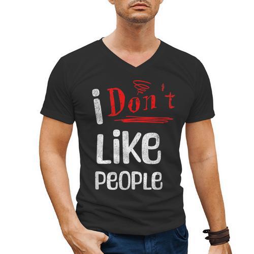I Don't Like People Introvert Small Men's V-Neck T-Shirt - Raresse