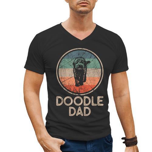 Doodle Dog Vintage Doodle Dad Small Men's V-Neck T-Shirt - Father's Day Fun