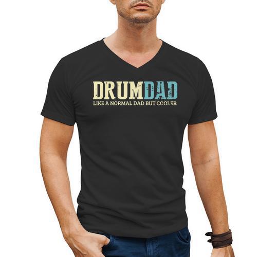 Drum Dad Like A Normal Dad But Cooler Shirt Music Dad Men's V-Neck T-Shirt - Father's Day Fun