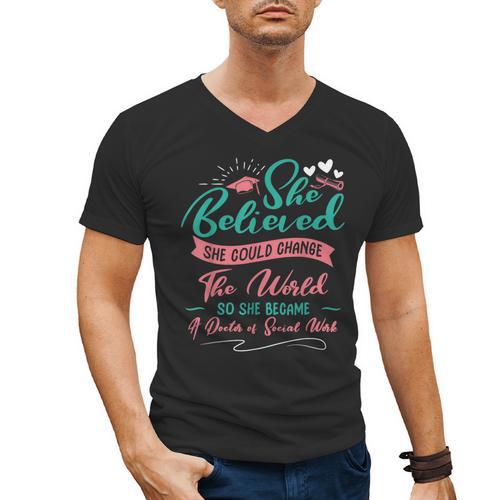 DSW Graduation So She Became A Doctor Of Social Work Men's V-Neck T-Shirt - Best Gift Smart
