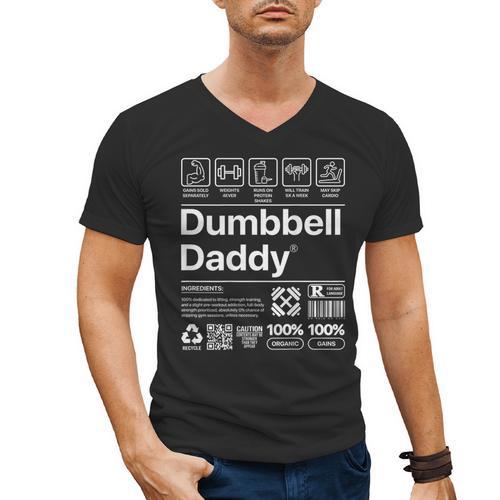 Dumbbell Daddy And Dad Gym Workout Father Men's V-Neck T-Shirt - Father's Day Fun