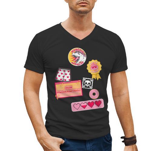Dungeon Crawler Carl Colorful Sticker Collage LitRPG Book Men's V-Neck T-Shirt - Bookorys