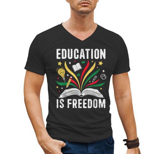 Education Is Freedom Books History Teacher Kids Men's V-Neck T-Shirt - Bookorys CA
