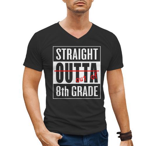 Eighth Grade Graduation Shirt Straight Outta 8th Grade Men's V-Neck T-Shirt - Best Gift Smart