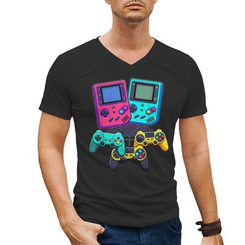 Eighties Console Controller Gaming Player Gadget Nostalgia Men's V-Neck T-Shirt - Figerry