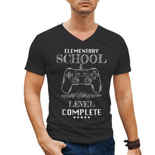Elementary School Level Complete Shirt Graduation Gaming Men's V-Neck T-Shirt - Best Gift Smart