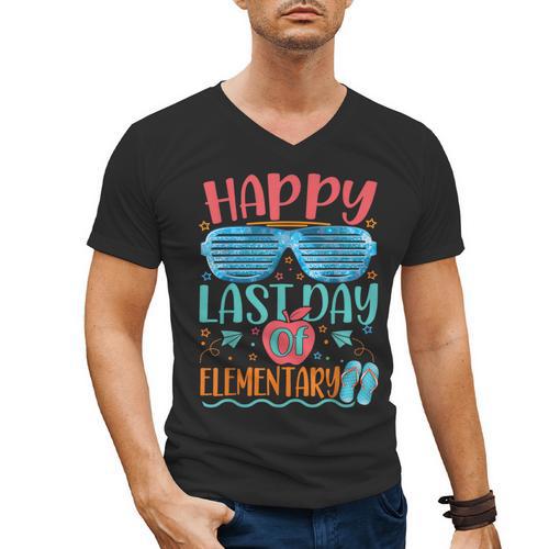 Elementary Teacher Student Graduation Last Day School Men's V-Neck T-Shirt - Best Gift Smart