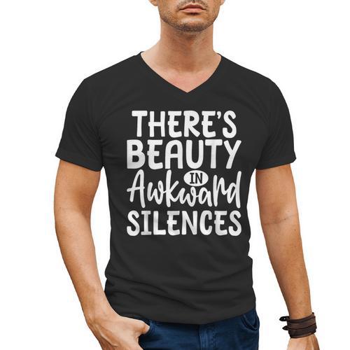Embracing Awkward Silences Introvert Humor Antisocial Men's V-Neck T-Shirt - Raresse