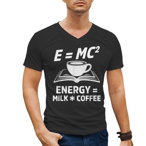 EMC2 Energy Milk x Coffee Science Book Math Lover Men's V-Neck T-Shirt - Bookorys DE
