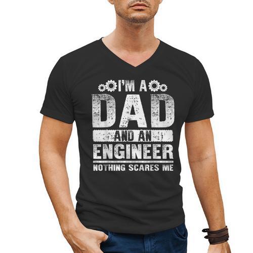 Engineer Dad Art For Men Father Day Engineering Lovers Men's V-Neck T-Shirt - Father's Day Fun