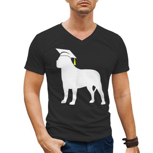 English Mastiff Graduation Dog Graduate Men's V-Neck T-Shirt - Best Gift Smart
