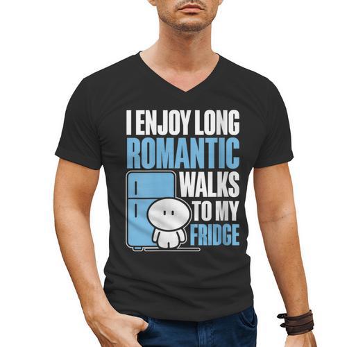 I Enjoy Long Romantic Walks To My Fridge Introvert Men's V-Neck T-Shirt - Raresse
