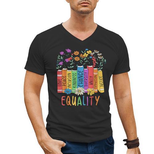 Equality Book LGBTQ Wildflowers Equal Rights Gay Kindness Men's V-Neck T-Shirt - Bookorys