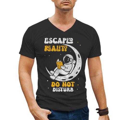 Escaped Reality Do Not Disturb Book Lover Men's V-Neck T-Shirt - Bookorys CA
