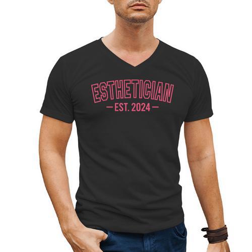 Esthetician Est 2024 For Esthetician Student Graduation Men's V-Neck T-Shirt - Best Gift Smart