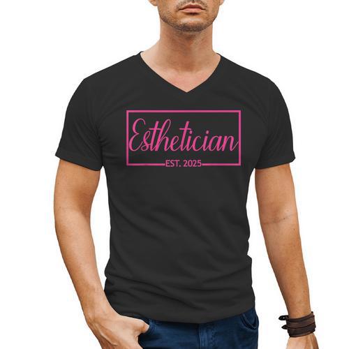 Esthetician Est 2025 Skin Care Specialist Graduation Men's V-Neck T-Shirt - Best Gift Smart