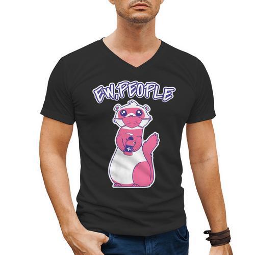 Ew People Introvert Ferrets Saying Mask Ferret Men's V-Neck T-Shirt - Raresse