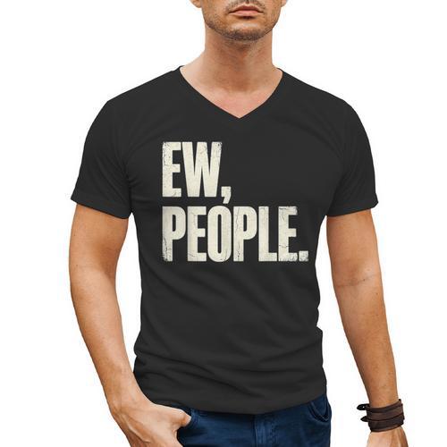 EW People Introvert Sarcastic Graphic Style Men's V-Neck T-Shirt - Raresse