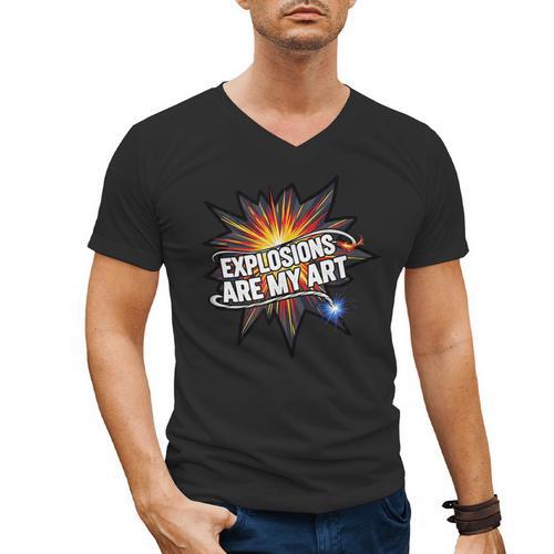 Explosions Are My Art Comic Book Boom Men's V-Neck T-Shirt - Bookorys DE