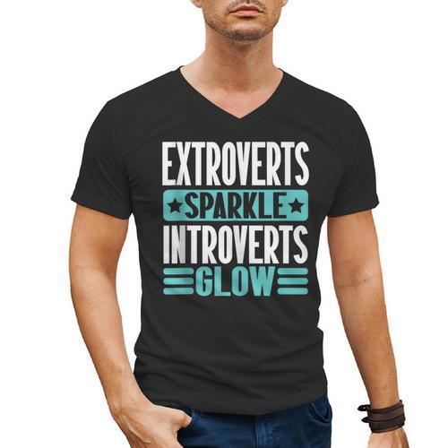 Extroverts Sparkle Introverts Glow Introvert Men's V-Neck T-Shirt - Raresse